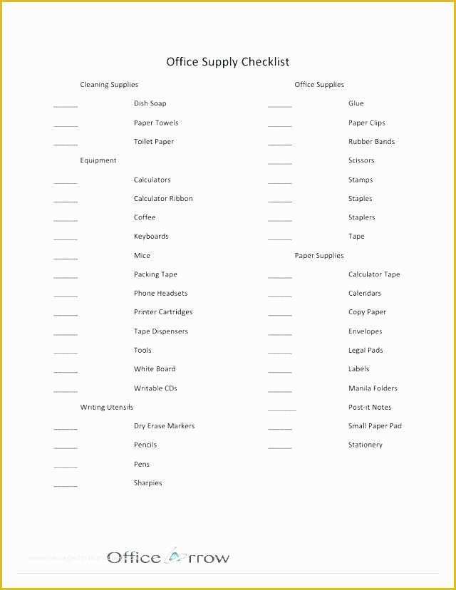 Office Supply Inventory Template Free Of Fice Supply Checklist Template
