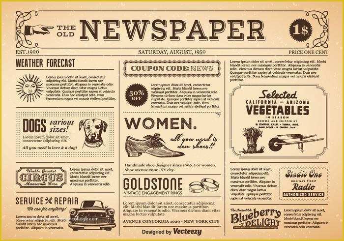 Old Newspaper Template Free Download Of Old Newspaper Vector Download Free Vector Art Stock