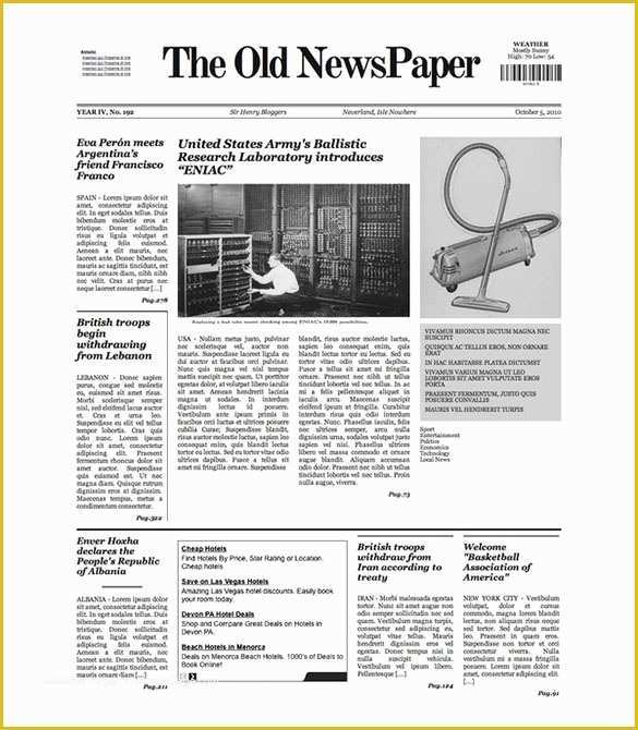 Old Newspaper Template Free Download Of Sample Old Newspaper Template 11 Documents In Pdf Psd