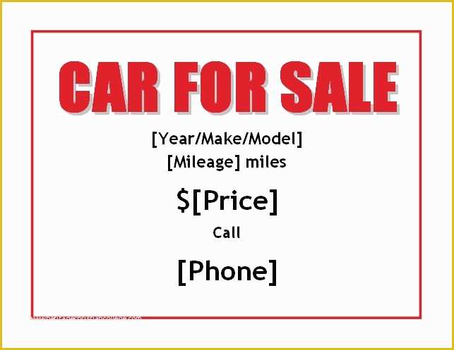 On Sale Signs Templates Free Of Sample Car for Sale Poster Flyer Template