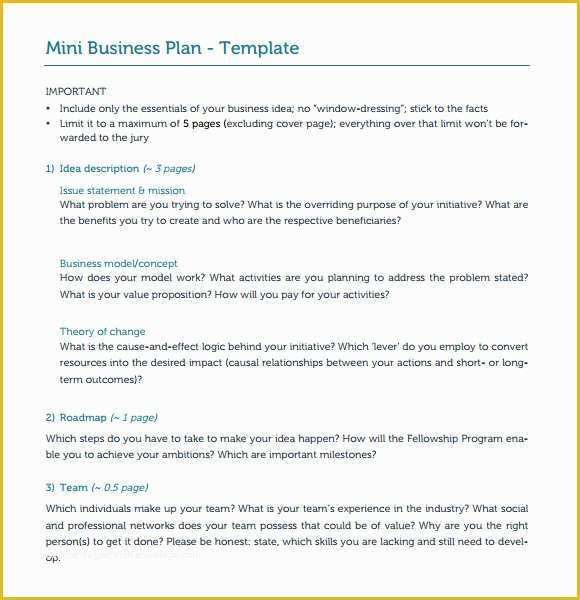 One Page Business Plan Template Free Of 10 E Page Business Plan Samples