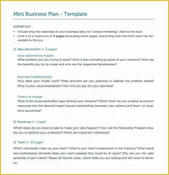 One Page Business Plan Template Free Of 10 E Page Business Plan Samples