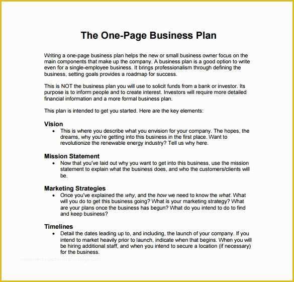 One Page Business Plan Template Free Of 22 Business Plan Templates Sample Word Google Docs