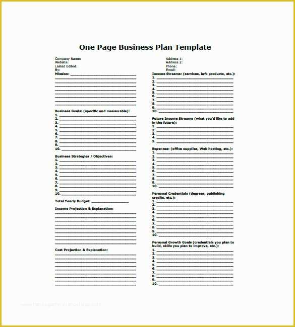 One Page Business Plan Template Free Of E Page Business Plan Template – 11 Free Word Excel Pdf