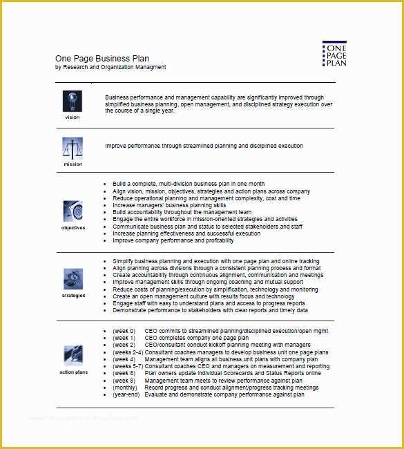 One Page Business Plan Template Free Of E Page Business Plan Template 12 Free Word Excel Pdf