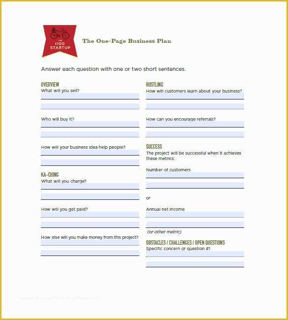 One Page Business Plan Template Free Of E Page Business Plan Template 12 Free Word Excel Pdf