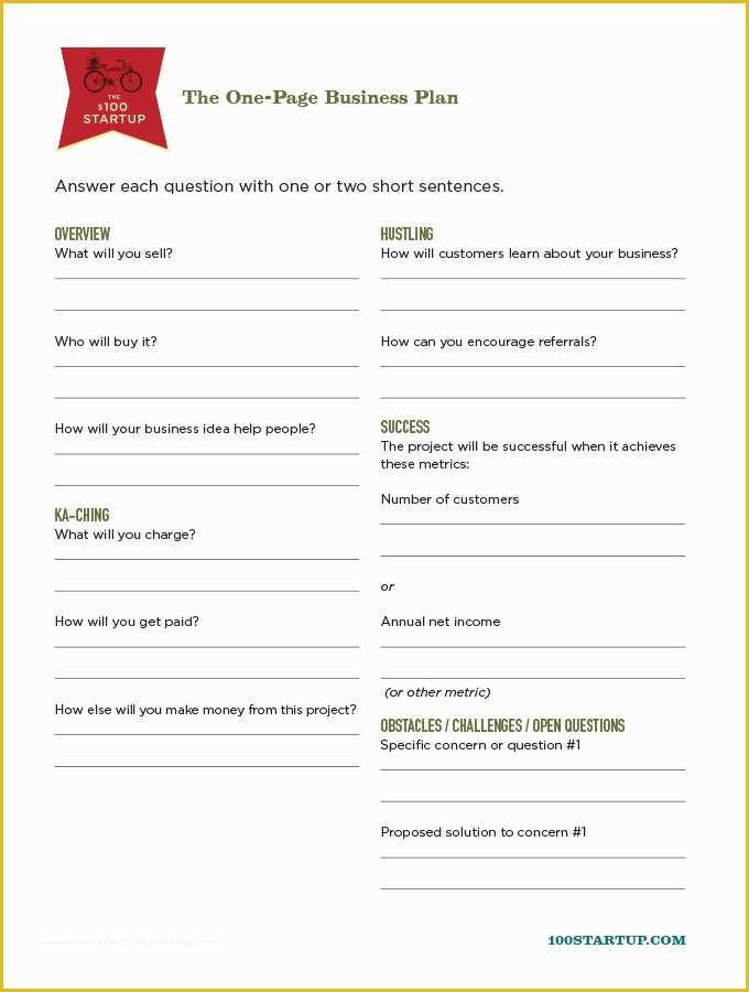 One Page Business Plan Template Free Of E Page Business Plan Template 15 Free Word Pdf