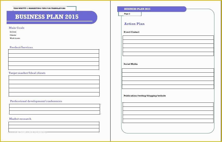 One Page Business Plan Template Free Of E Page Business Plan Template