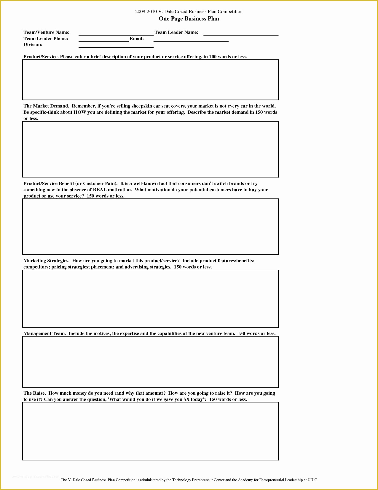 One Page Business Plan Template Free Of E Page Business Plan with Examples Samples & Templates