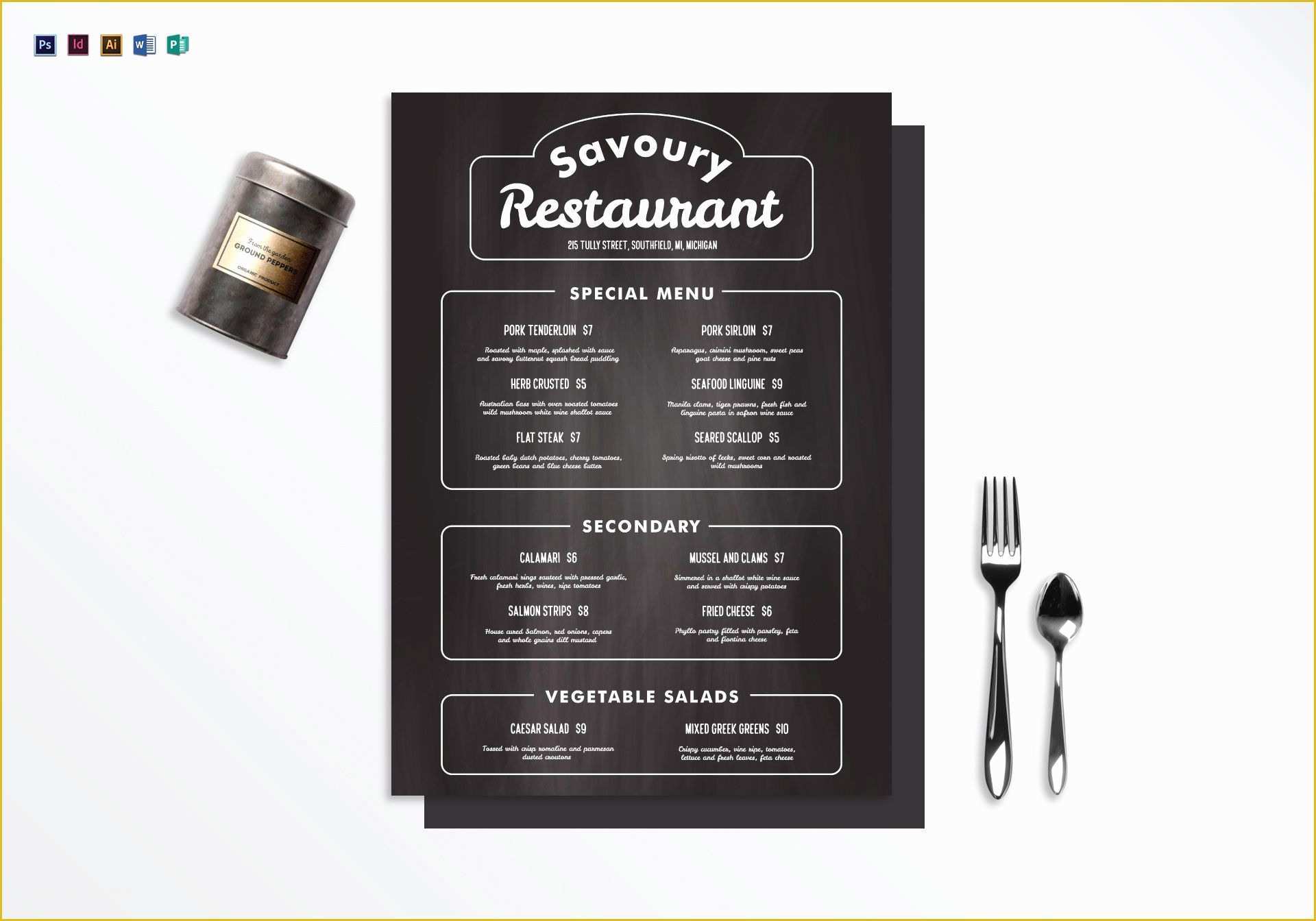 One Page Menu Template Free Of Chalkboard Restaurant Menu Design Template In Psd Word