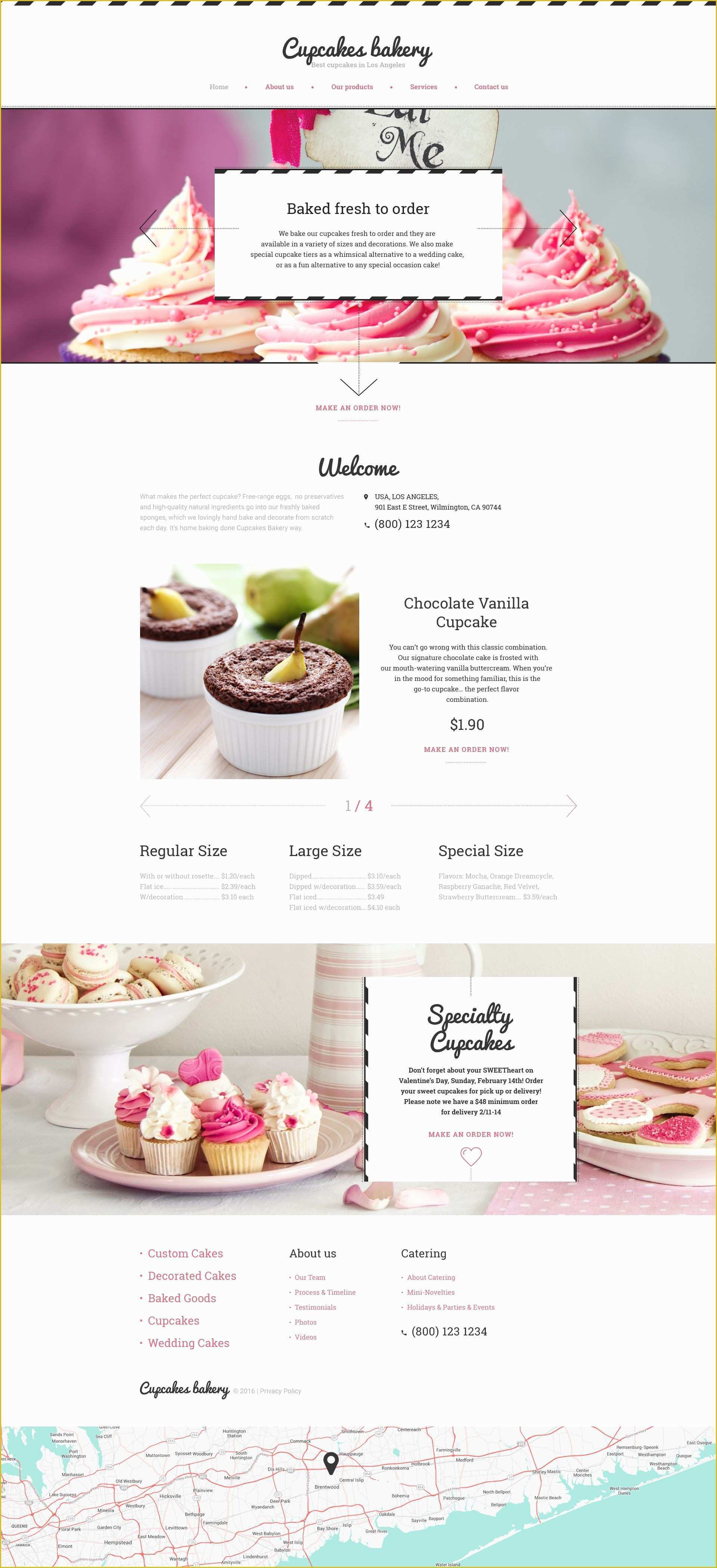 One Page Menu Template Free Of Cupcakes Bakery Website Template