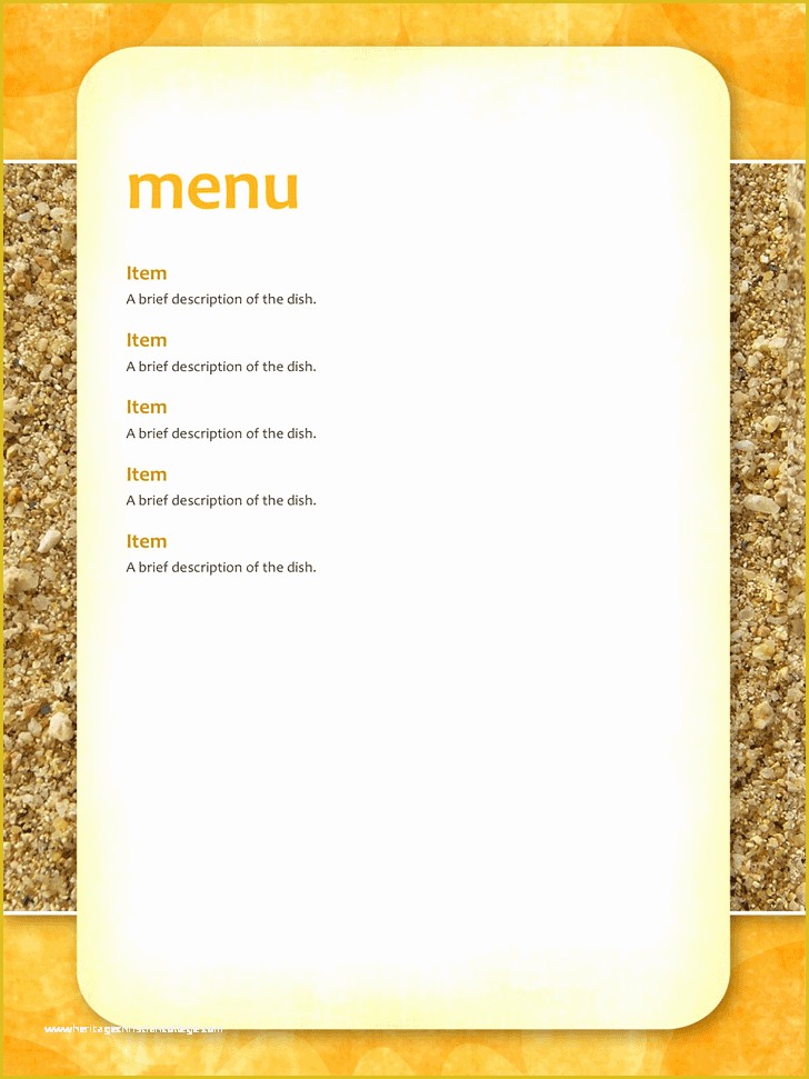 One Page Menu Template Free Of Free Party Menu Template Docx 1194kb