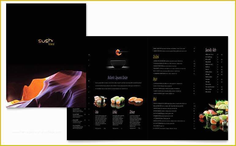 One Page Menu Template Free Of Sushi Restaurant Menu Template Word &amp; Publisher