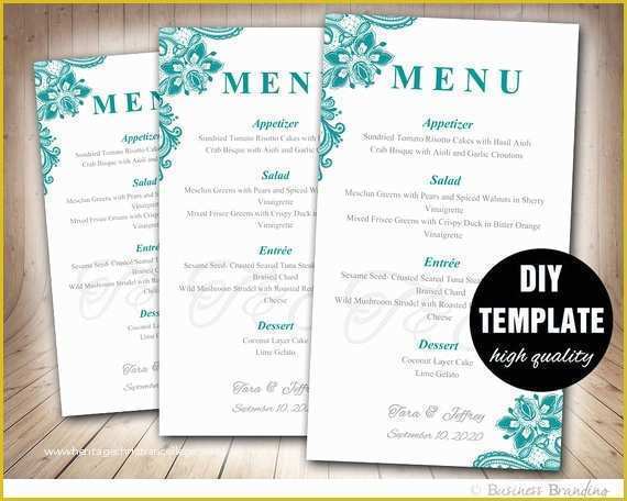 One Page Menu Template Free Of Wedding Menu Printable Template Diy Printable Menu Card