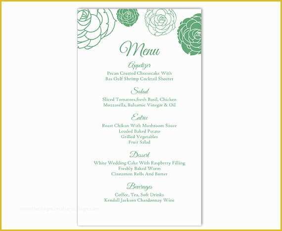 One Page Menu Template Free Of Wedding Menu Template Diy Menu Card Template Editable Text