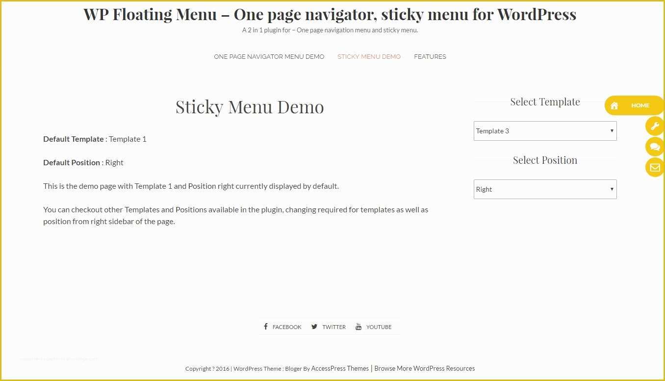 One Page Menu Template Free Of Wp Floating Menu – E Page Navigator Sticky Menu for