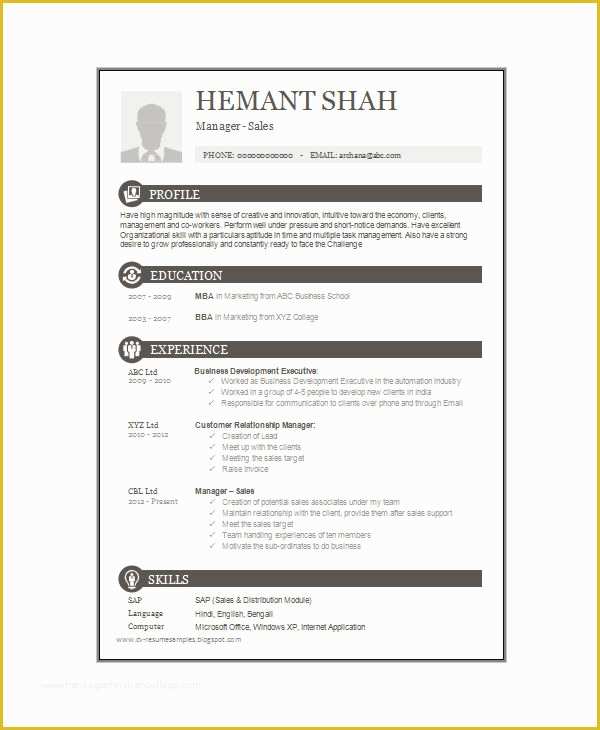 One Page Resume Template Free Of 16 E Page Resume Templates
