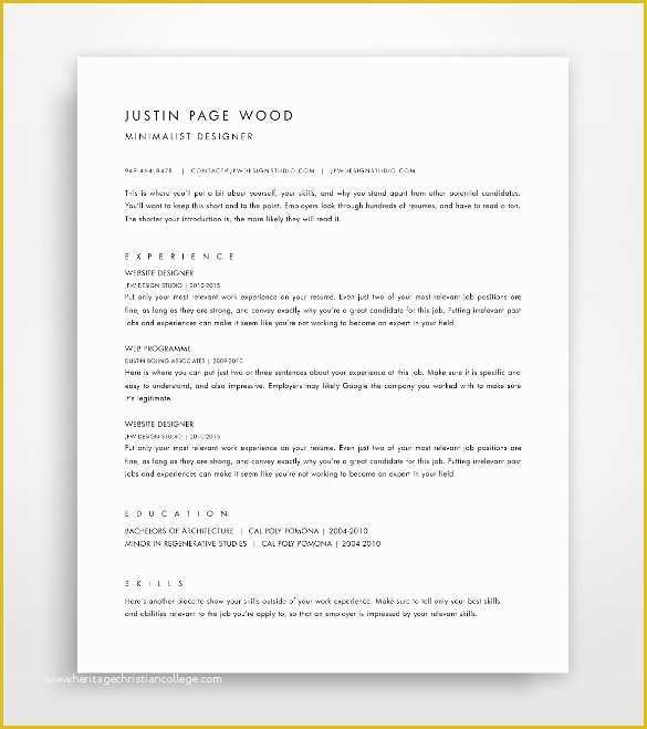 One Page Resume Template Free Of 41 E Page Resume Templates Free Samples Examples