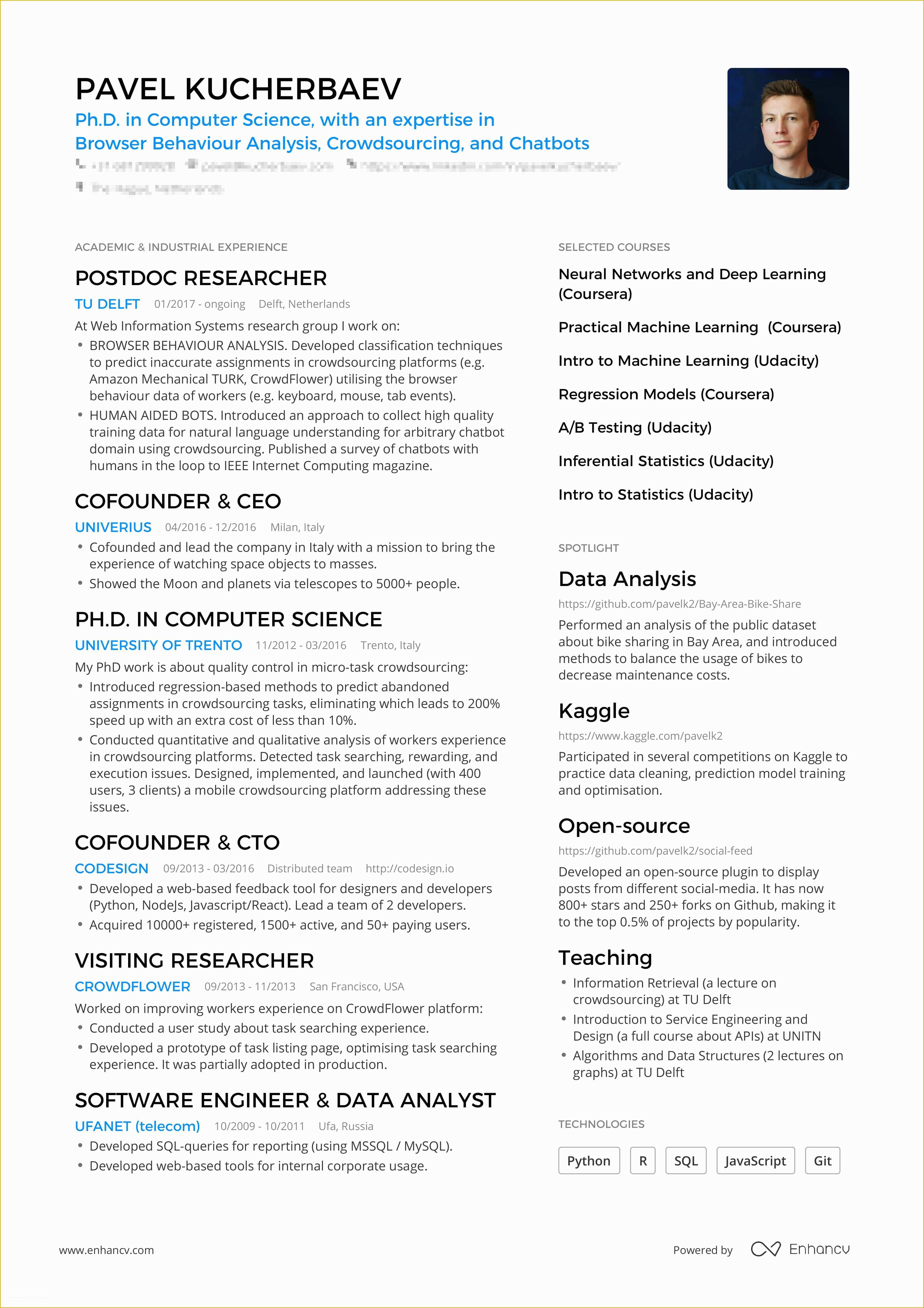 One Page Resume Template Free Of A Powerful One Page Resume Example You Can Use