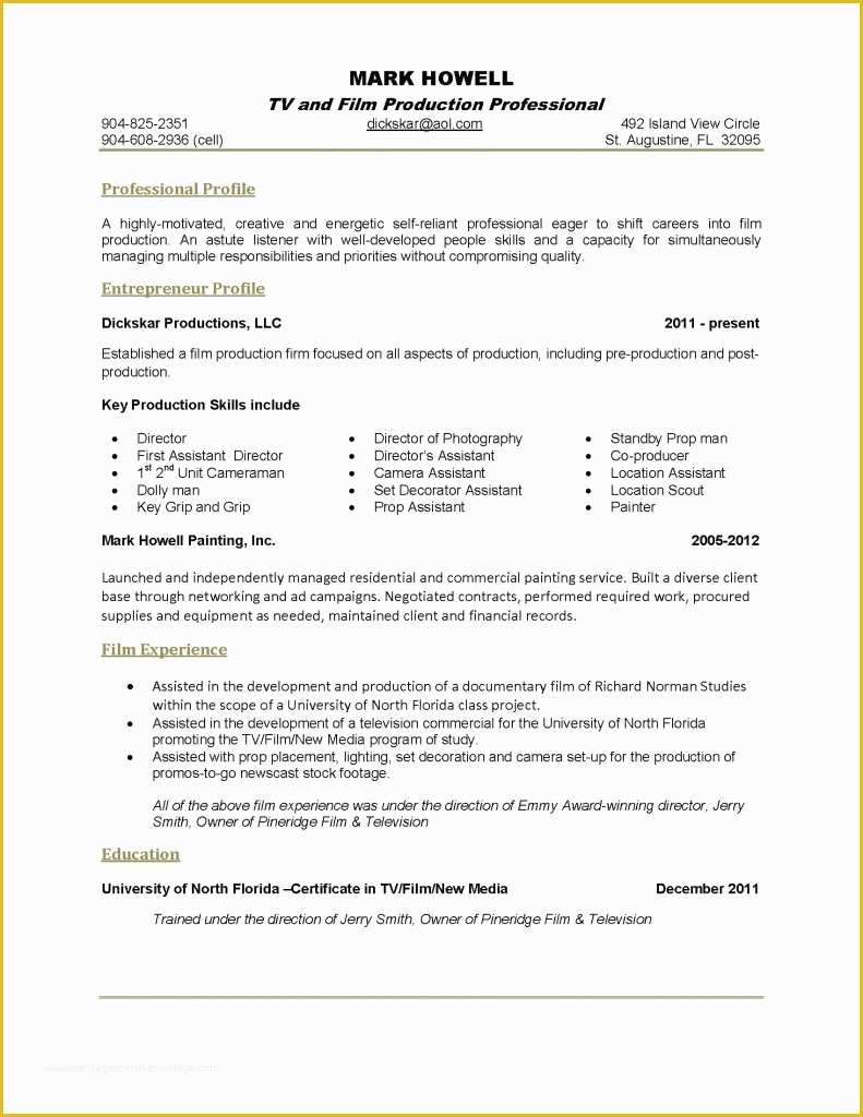 One Page Resume Template Free Of E Page Resume Template