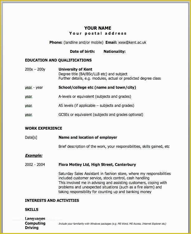 One Page Resume Template Free Of E Page Resume Template