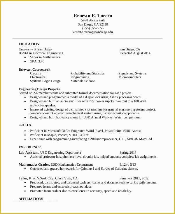 One Page Resume Template Free Of Sample E Page Resume 9 Examples In Word Pdf