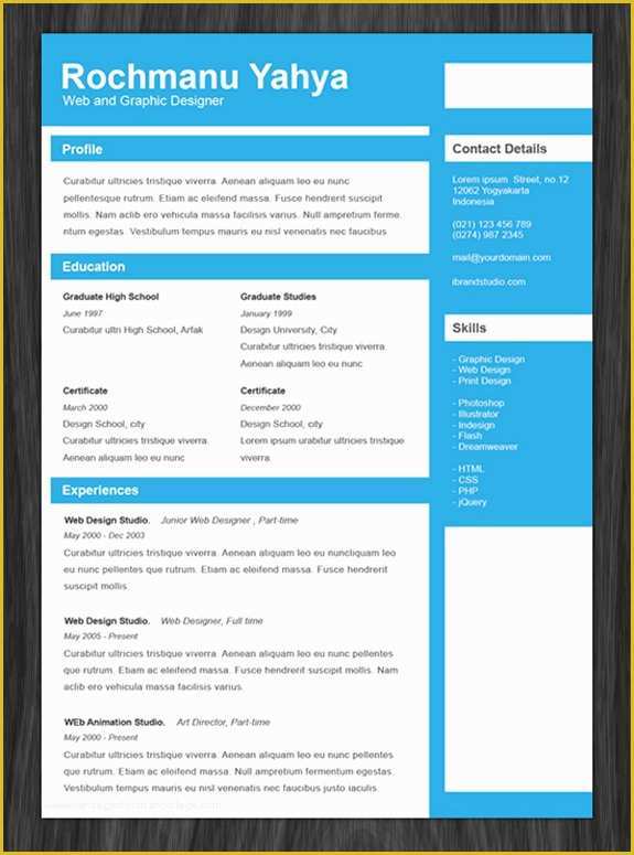 One Page Template Free Of 11 Psd E Page Resume Templates Designbump