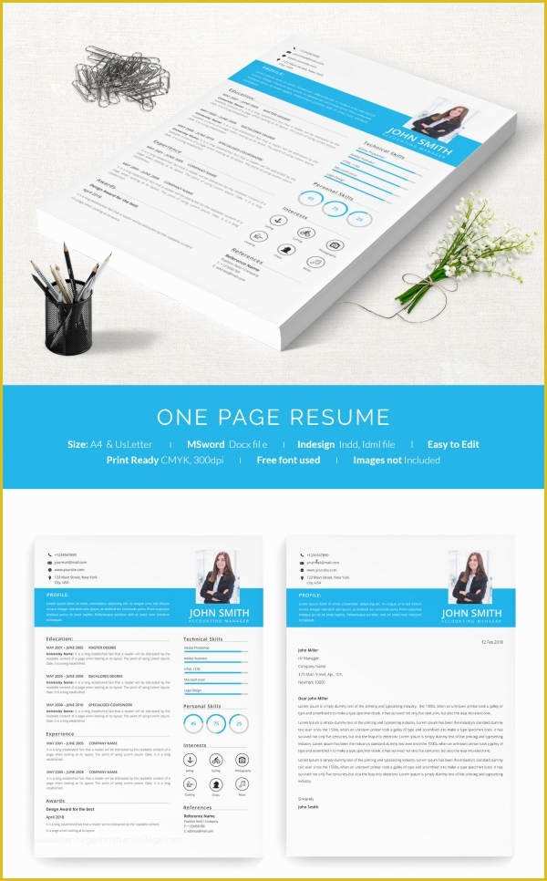 One Page Template Free Of 16 E Page Resume Templates