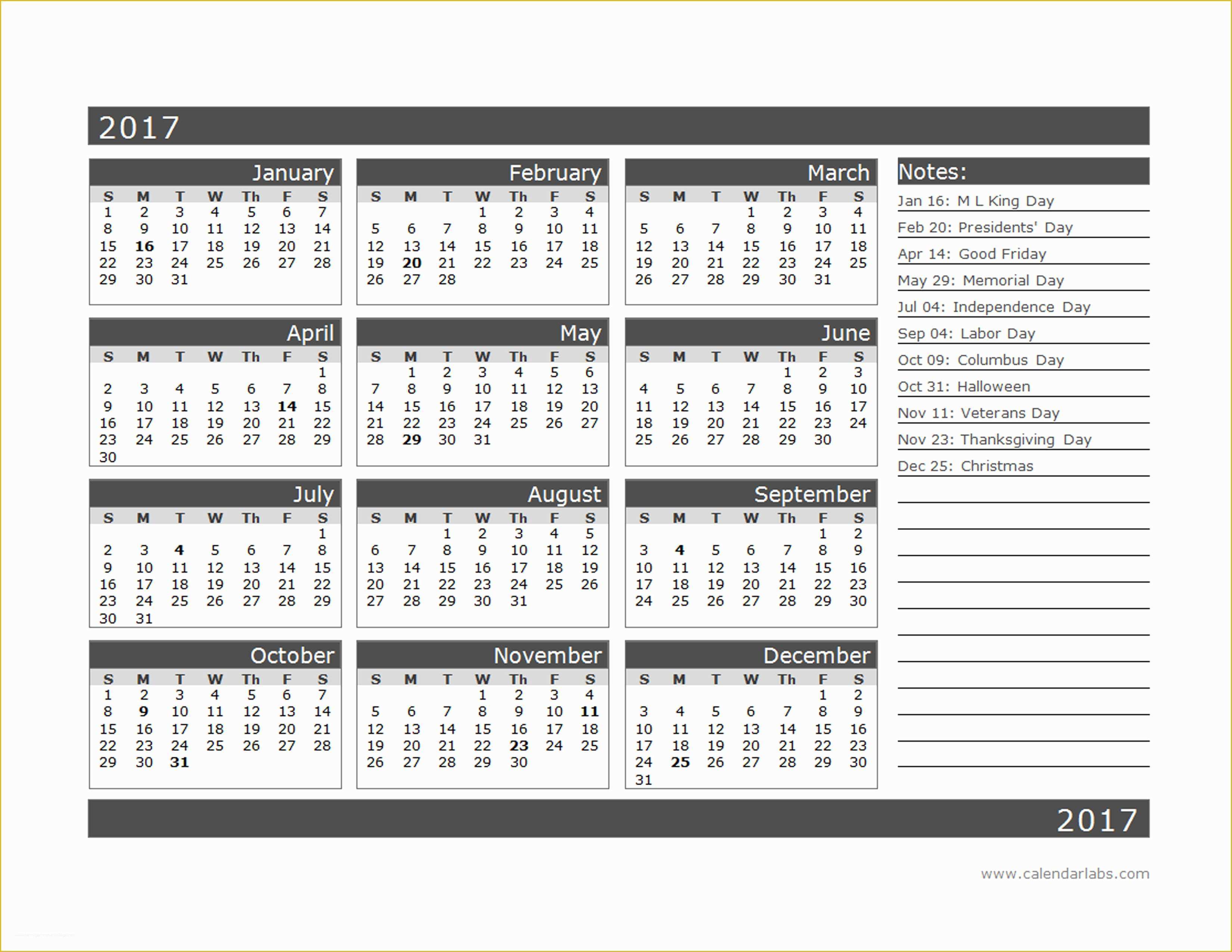 One Page Template Free Of 2017 12 Month Calendar Template E Page Free Printable