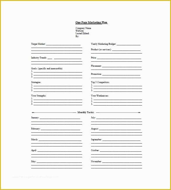 One Page Template Free Of 9 E Page Marketing Plan Templates Doc Pdf Excel