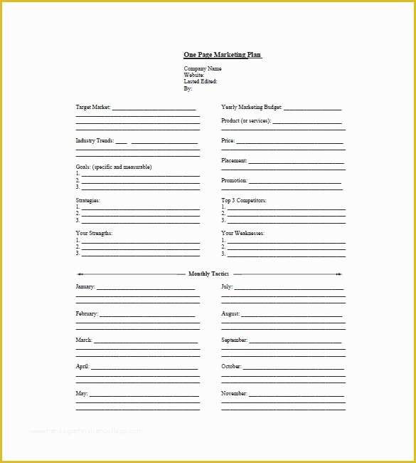 One Page Template Free Of 9 E Page Marketing Plan Templates Doc Pdf Excel