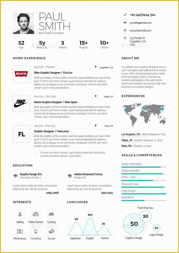 One Page Template Free Of 9 E Page Resume Templates