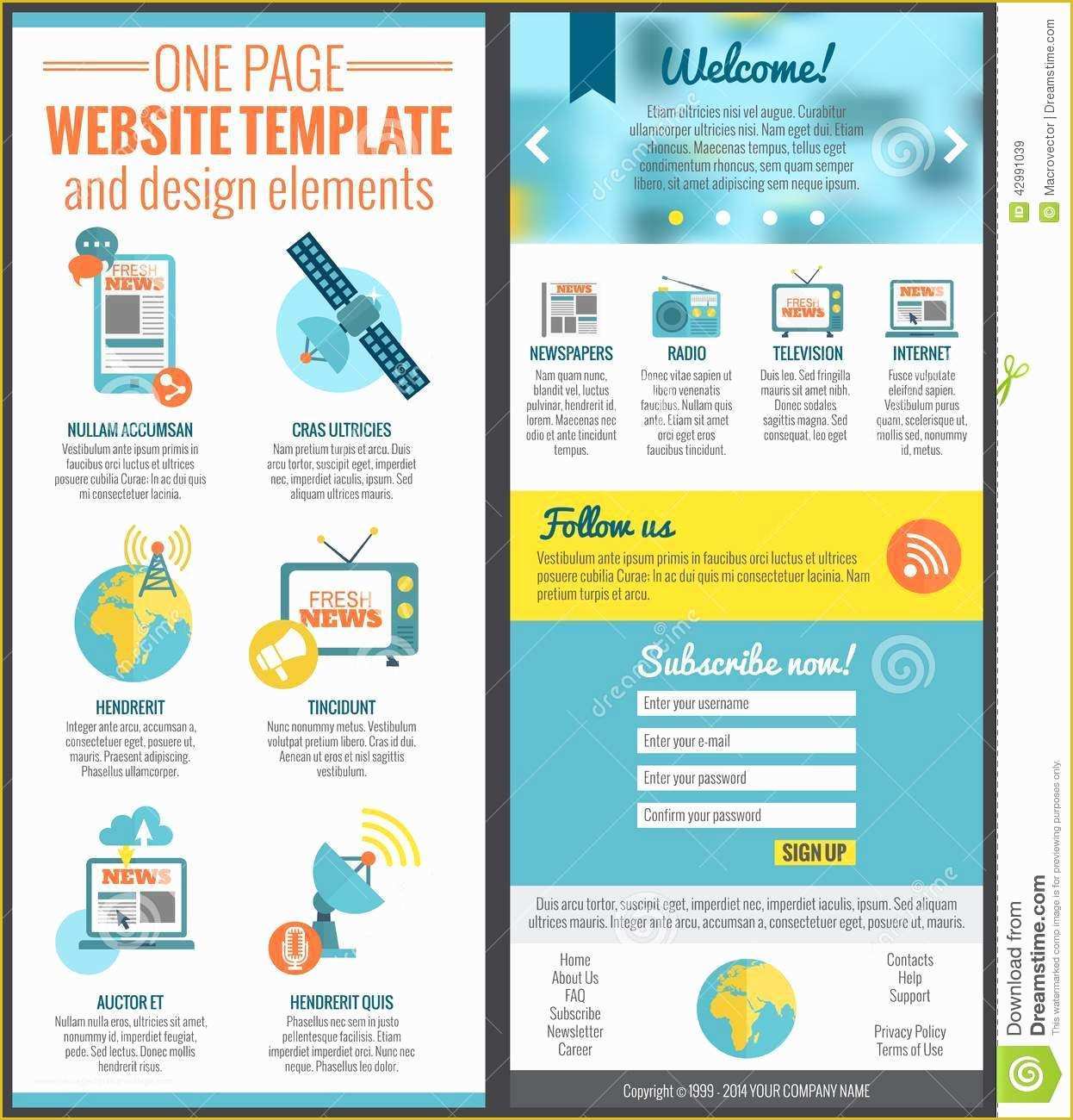 One Page Template Free Of E Page Web Site Template Stock Vector Image Of Call