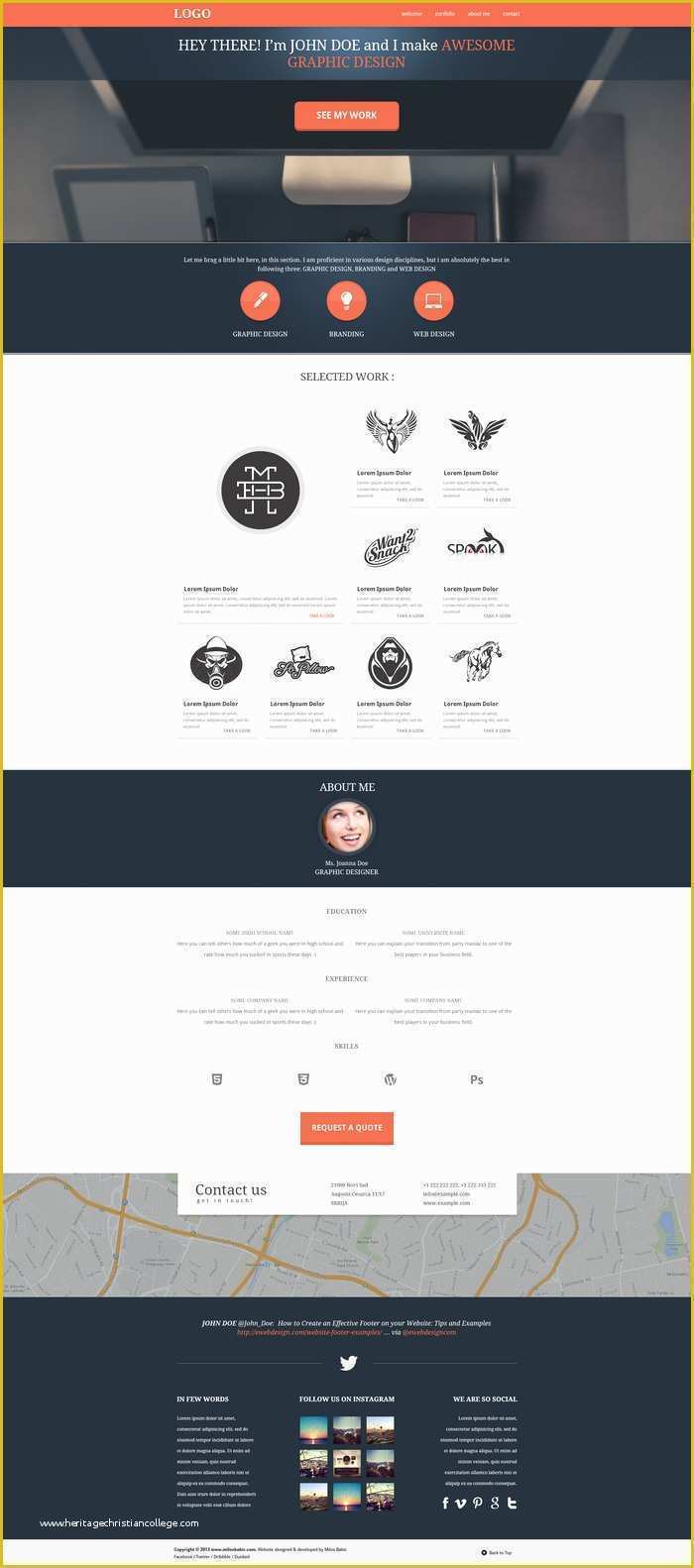 One Page Template Free Of Psd E Page Website Template Milos Babic