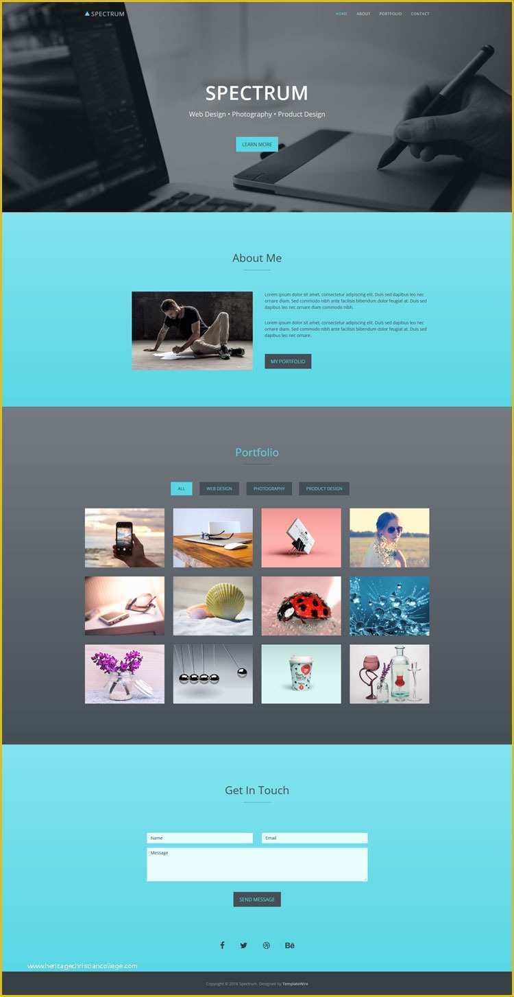One Page Template Free Of Spectrum E Page Portfolio Template Bootstrap Templates