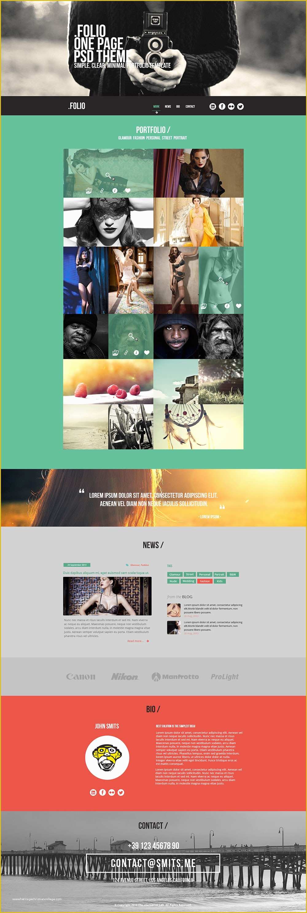 One Page Template Wordpress Free Of Folio E Page Free HTML Template