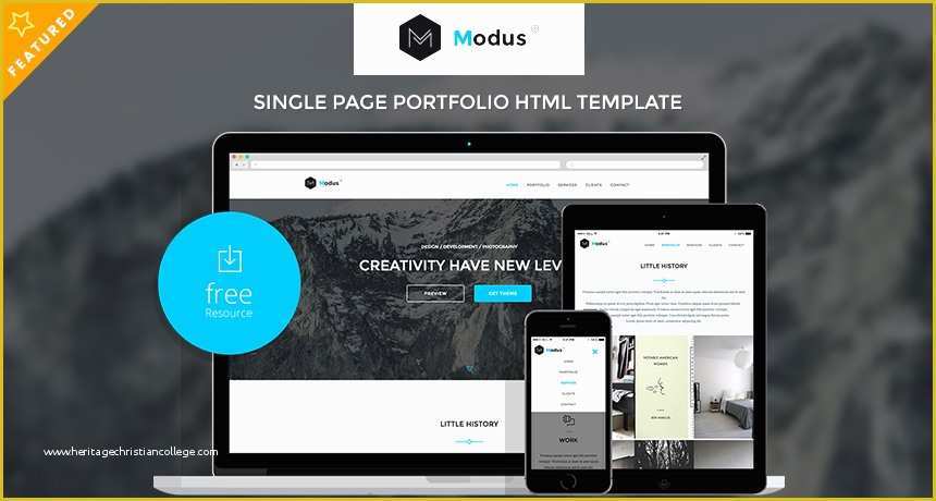 One Page Template Wordpress Free Of Modus Single Page Portfolio HTML Template