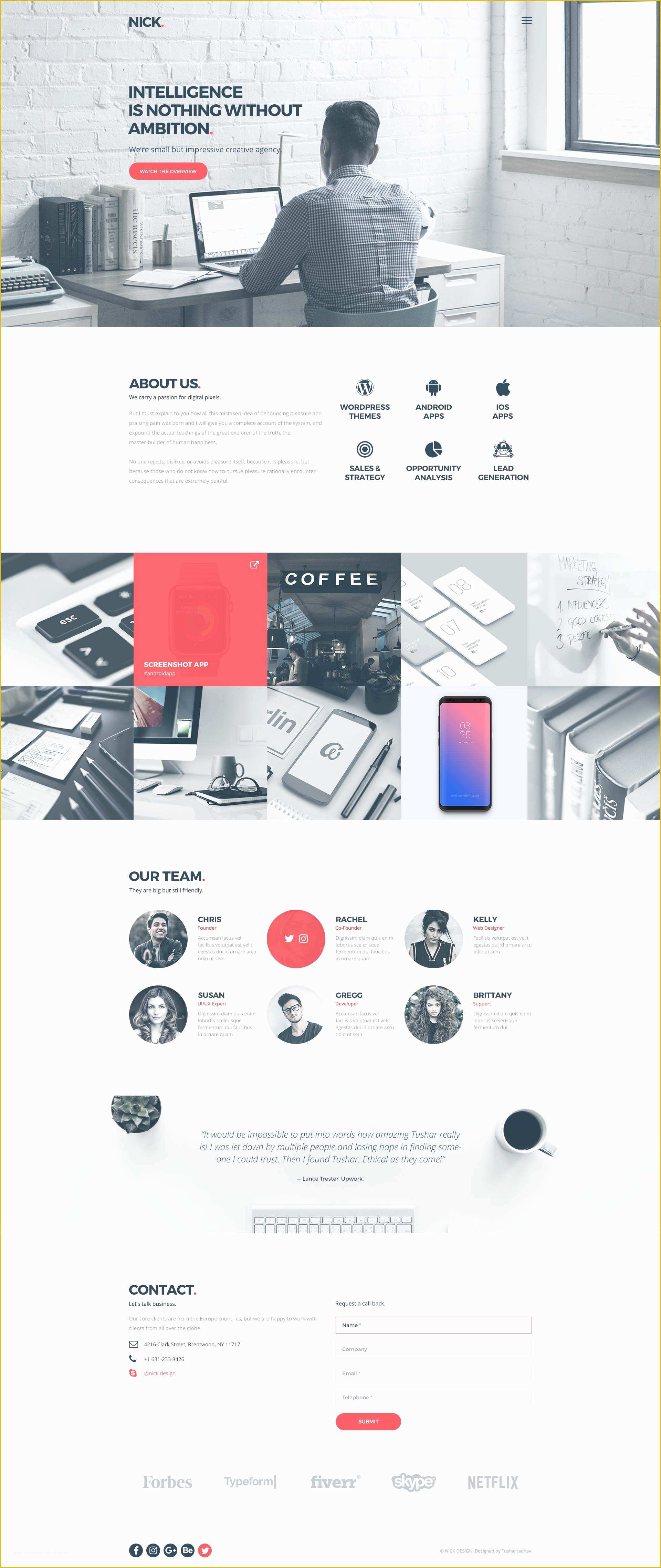 One Page Template Wordpress Free Of Nick Design E Page Agency Website Template