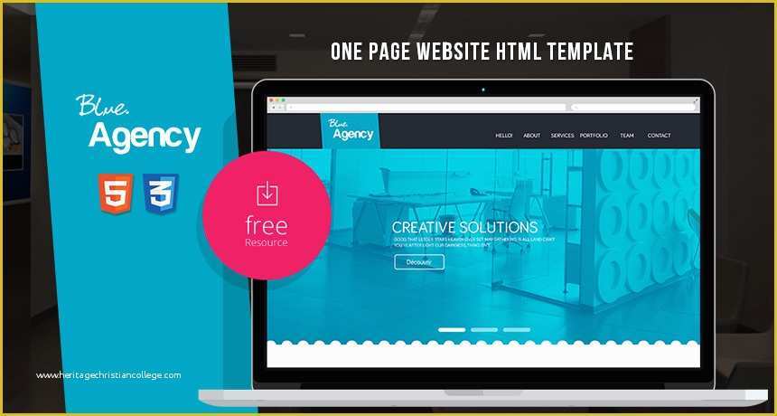 One Page Website Template Free Of Blue Agency E Page Website HTML Template