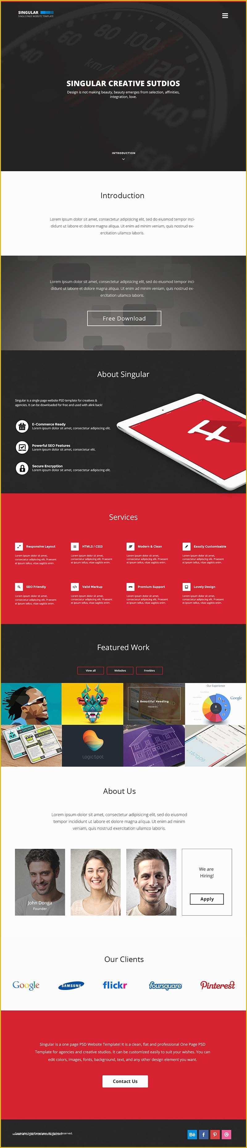 One Page Website Template Free Of Free Portfolio Website Templates Psd Css Author