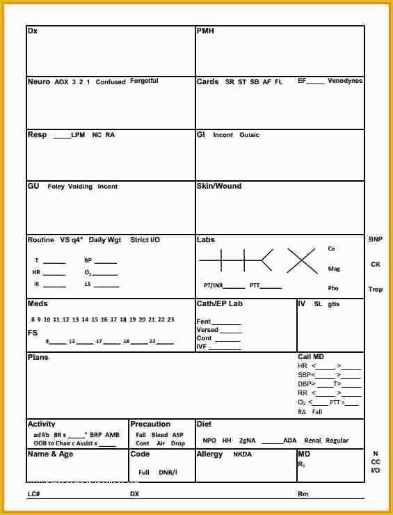 One Sheet Template Free Of 9 Nurse Report Sheet Template