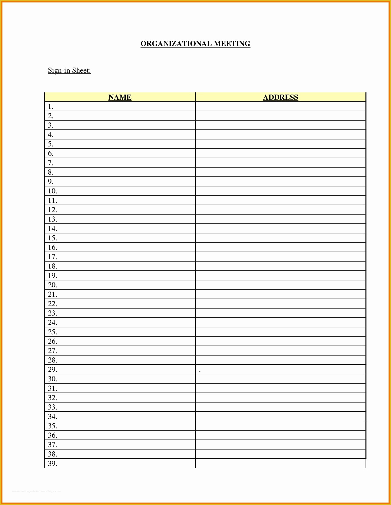 One Sheet Template Free Of attendance Sign In Sheet Example Mughals