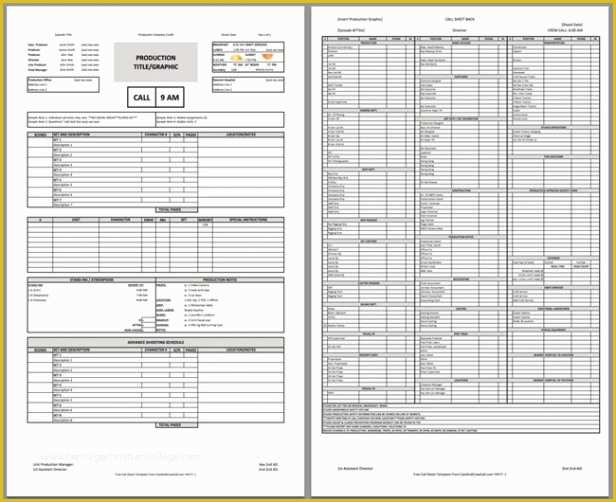 One Sheet Template Free Of Free Download Call Sheet Template the Ly E You Ll