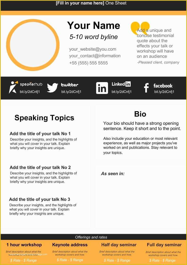 One Sheet Template Free Of Speaker E Sheet Template