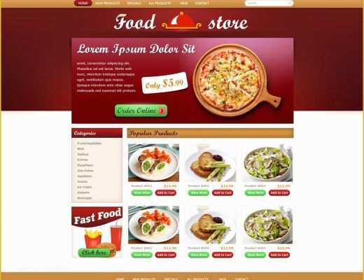 Online Food ordering Website Templates Free Download Of Free Food Store Template