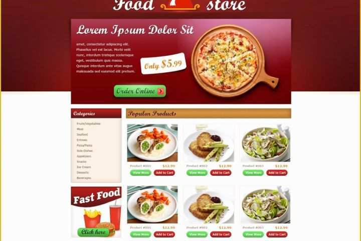 Online Food ordering Website Templates Free Download Of Free Food Store Template