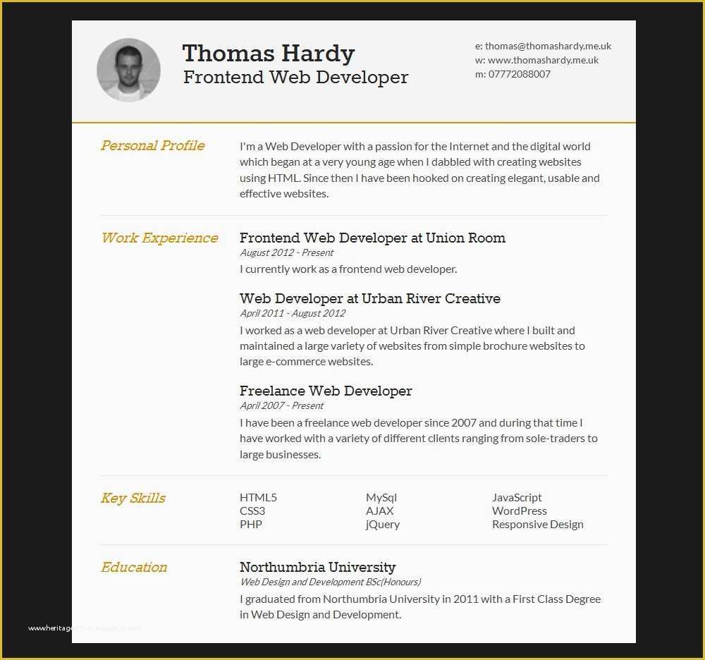 Online Resume Website Template Free Of 15 Best Free Line Resume Cv Website Templates and themes