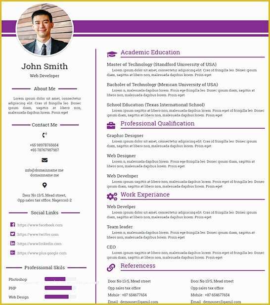 Online Resume Website Template Free Of Free Personal Profile Resume HTML Website Template