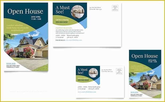 Open House Flyer Template Free Publisher Of Real Estate Marketing Postcards – Quick & Easy Templates
