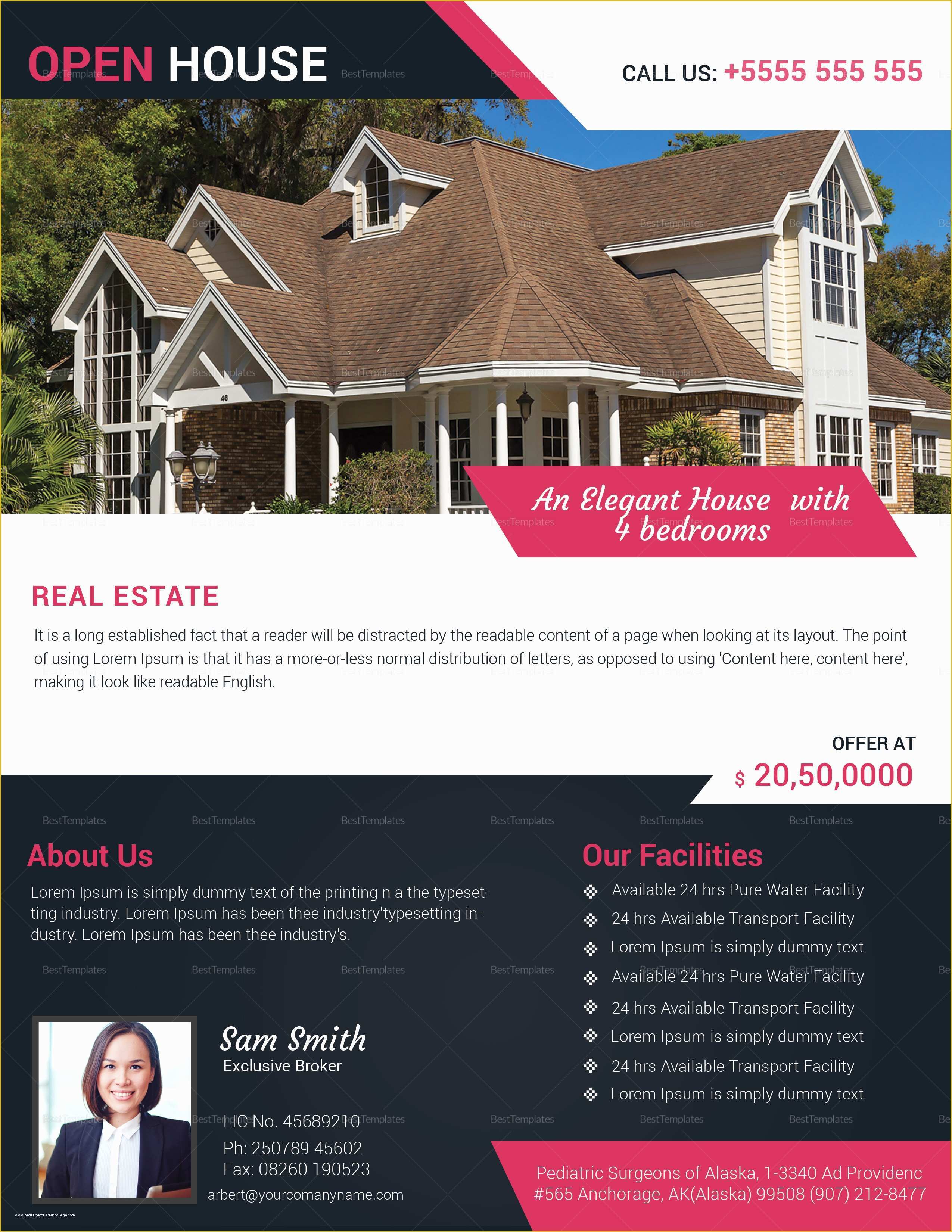 Open House Flyer Template Free Publisher Of Realtor Open House Flyer Design Template In Word Psd